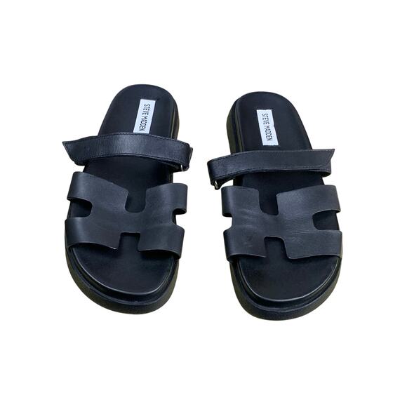 Steve Madden Mayven Women’s Black Leather Slide Sandals Size 10 NWOT - Picture 3 of 7